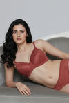 Zivame Bare Whispers Padded Non Wired Medium Coverage Lace Bra - Dusty Cedar — thumbnail 3